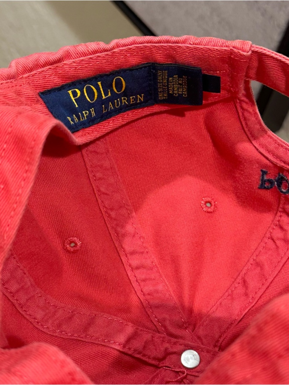 Polo Ralph Lauren Light Red Baseball Cap with Navy Pony - Picture 7 of 8